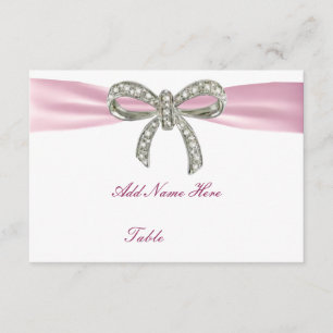 Pink Diamond Bow Wedding Table Place Card
