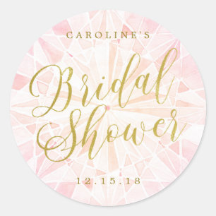 Pink Diamond Bridal Shower Classic Round Sticker