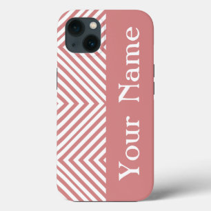 Pink Diamond Chevron with name @ Emporiomoffa iPhone 13 Case