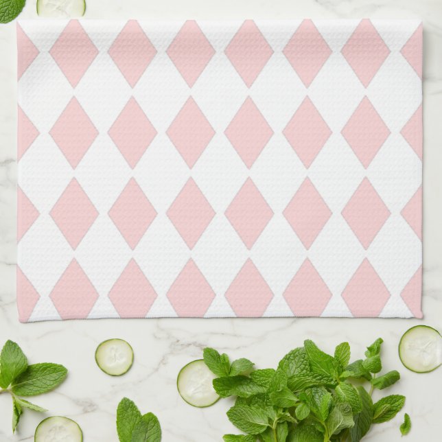 Pink Diamond Design Tea Towel (Folded)