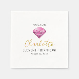 Pink Diamond Gem Birthday Party Napkin