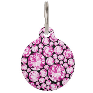 Pink Diamond Gems Pet Name Phone Glam Posh Tag