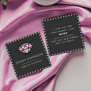 Pink Diamond Gemstone Jewellery Designer Modern Gr Square Business Card