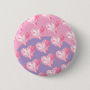 Pink Diamond Heart Pattern – Cute & Stylish Design 6 Cm Round Badge