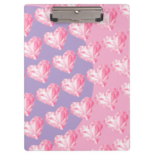 Pink Diamond Heart Pattern – Cute & Stylish Design Clipboard