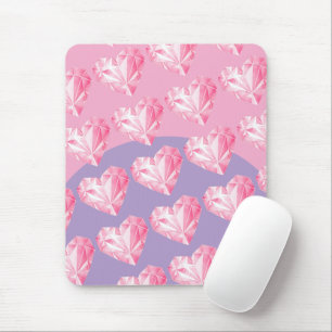 Pink Diamond Heart Pattern – Cute & Stylish Mouse Mat
