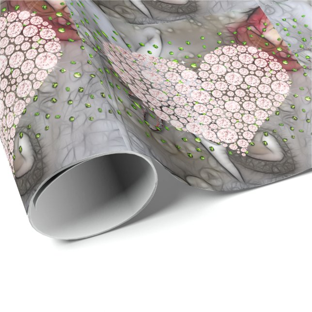 Pink Diamond Heart Wrapping Paper (Roll Corner)