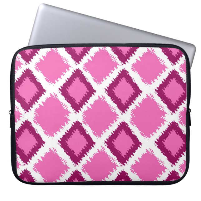 Pink Diamond Ikat Pattern Laptop Sleeve (Front)