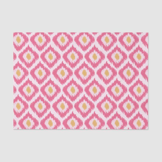 Pink Diamond Ikat Pattern Tissue Paper (Front)