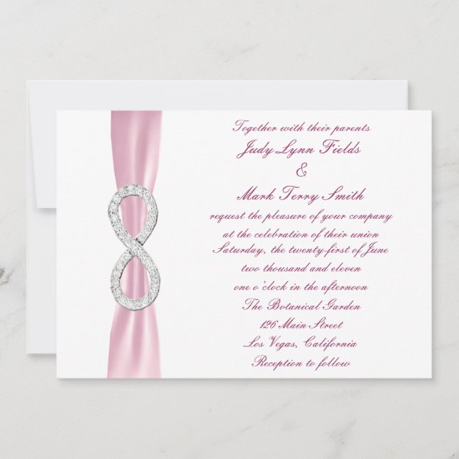 Pink Diamond Infinity Wedding Invitation (Front)