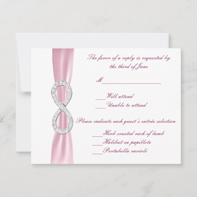 Pink Diamond Infinity Wedding Response Card (Front)