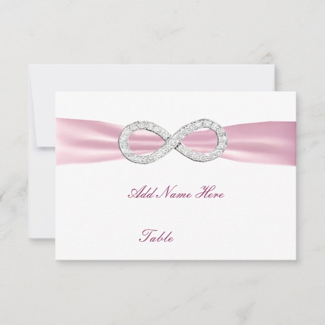 Pink Diamond Infinity Wedding Table Place Card (Front)