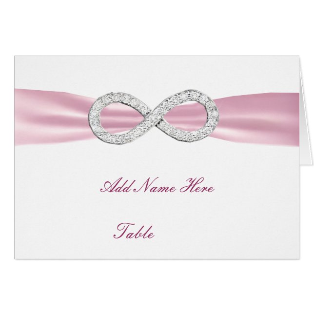 Pink Diamond Infinity Wedding Table Place Card (Front Horizontal)