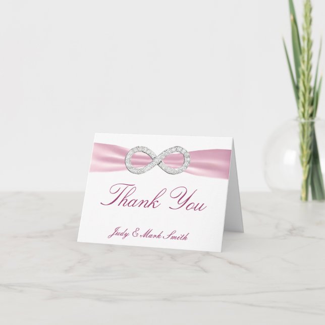 Pink Diamond Infinity Wedding Thank You Card (Front)