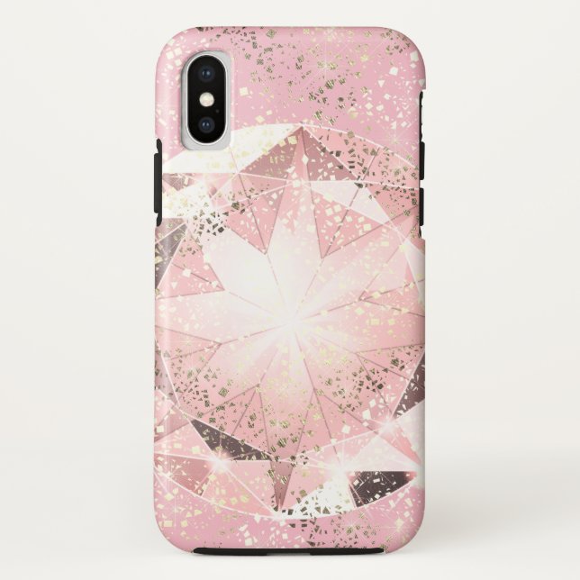 Pink Diamond on Light Pastel with Gold Sparkle Case-Mate iPhone Case (Back)