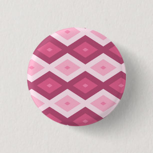 Pink diamond pattern 3 cm round badge