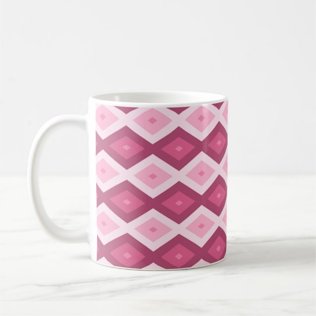 Pink diamond pattern coffee mug (Left)