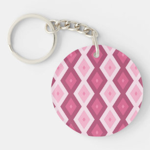 Pink diamond pattern key ring