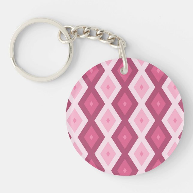 Pink diamond pattern key ring (Front)