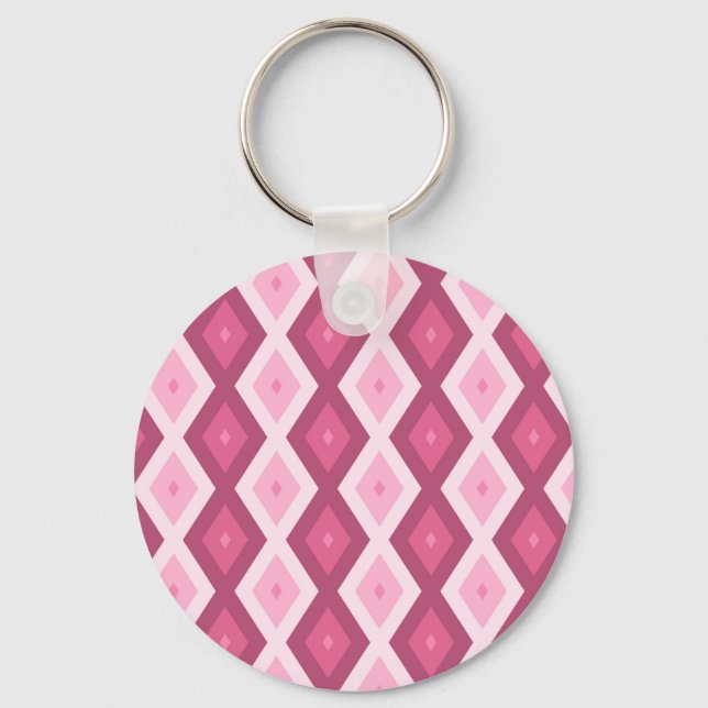 Pink diamond pattern key ring (Front)