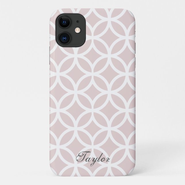 Pink Diamond Pattern Personalised Case-Mate iPhone Case (Back)