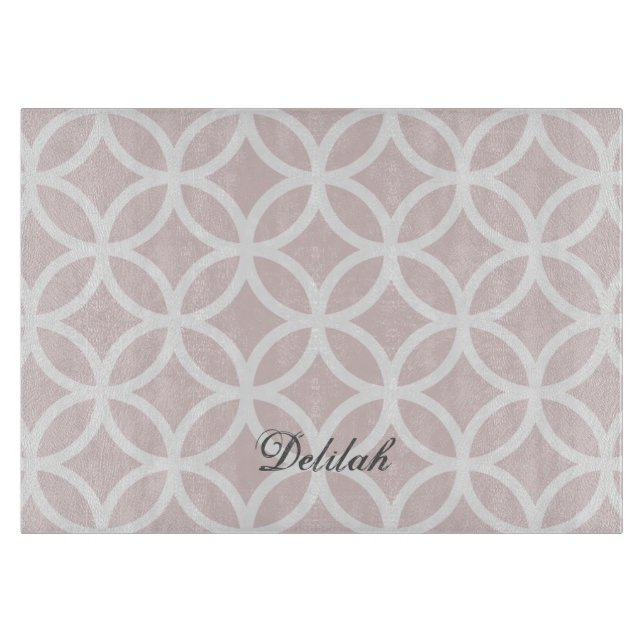 Pink Diamond Pattern Personalised Cutting Board (Front)