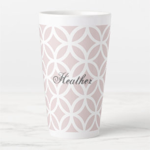 Pink Diamond Pattern Personalised Latte Mug