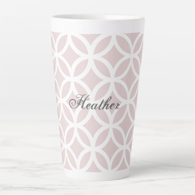 Pink Diamond Pattern Personalised Latte Mug (Front)