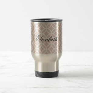 Pink Diamond Pattern Personalised Travel Mug