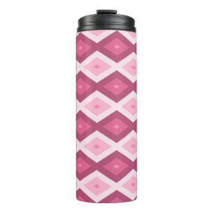 Pink diamond pattern thermal tumbler