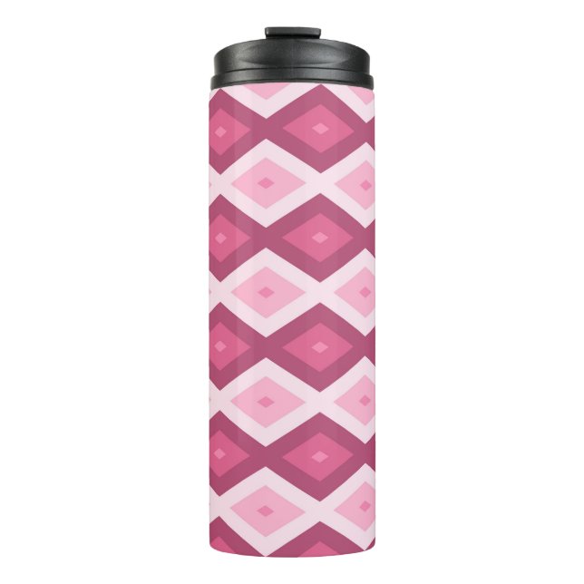 Pink diamond pattern thermal tumbler (Front)