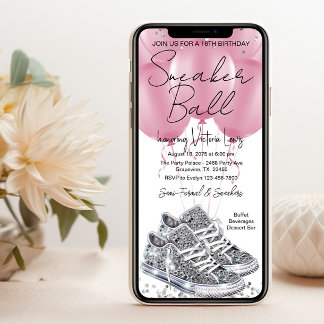 Pink Diamond Sneaker Ball Birthday Party Phone Invitation