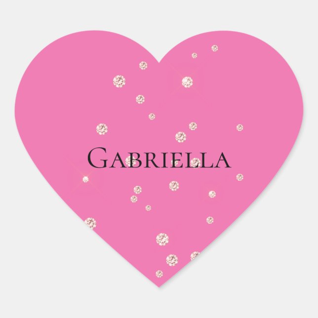 Pink Diamond Sparkle Jewel Heart Sticker (Front)