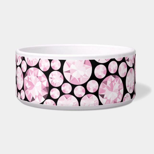 Pink Diamond Sparkly Gemstones Glam Dog Bowl Fun (Right)