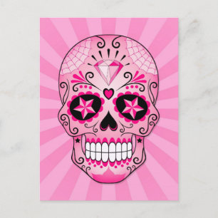 Pink Diamond Sugar Skull Postcard
