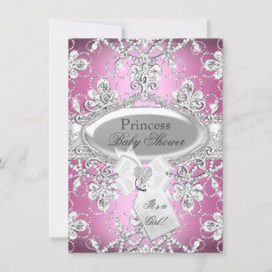 Pink Diamond Tiara Princess Baby Shower Invite