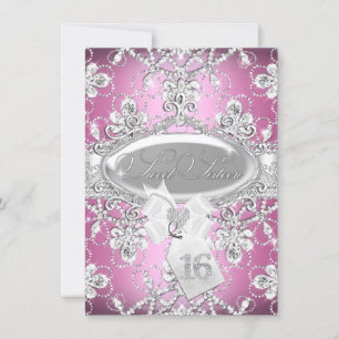 Pink Diamond Tiara Princess Sweet 16 Invite