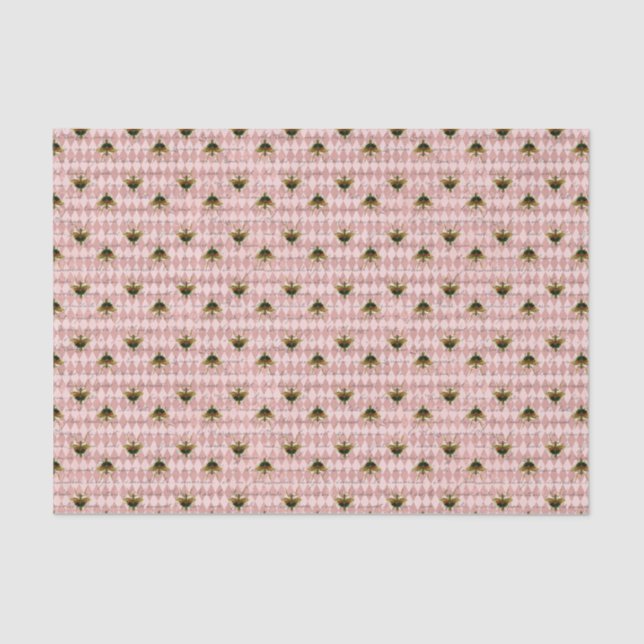 Pink Diamond Vintage Insect Tissue Paper (Front)