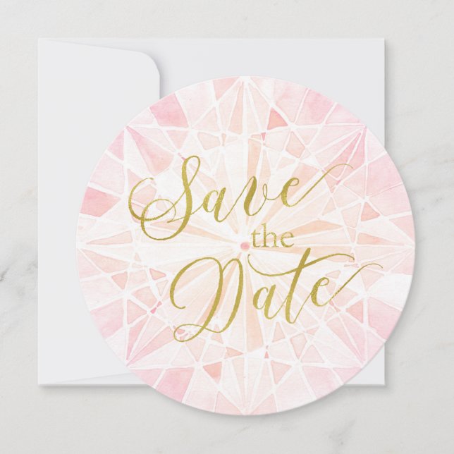 Pink Diamond Wedding Save The Date (Front)