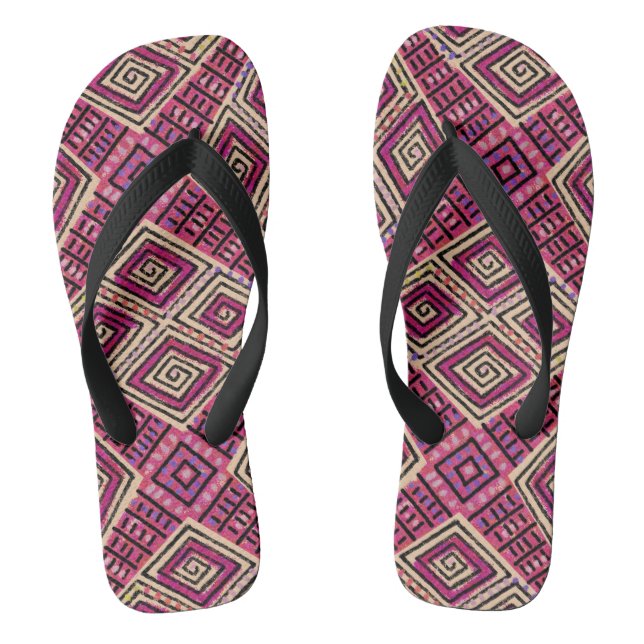 Pink Diamonds | African Mud Cloth Flip Flops (Footbed)