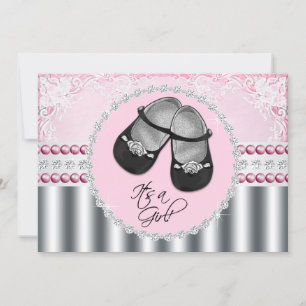 Pink Diamonds and Pearls Baby Shower Invitation