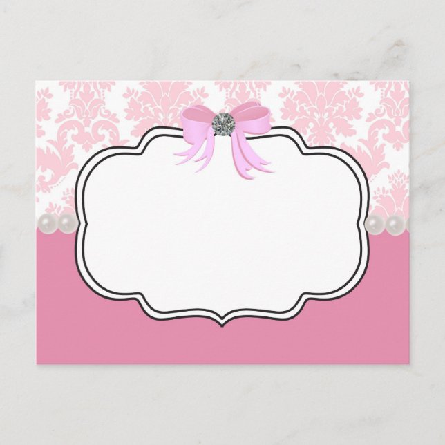 Pink Diamonds and Pearls Damask Invitation (Front)