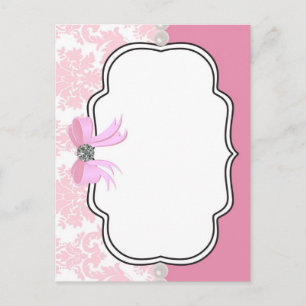 Pink Diamonds and Pearls Damask Invitation Postcard