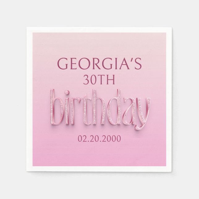 Pink Diamonds Birthday Napkin (Front)