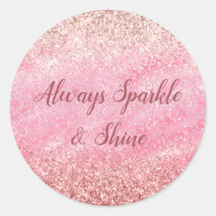 Pink Diamonds Glitzy Sparkle Glitter Classic Round Sticker