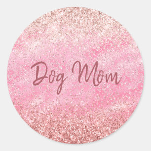 Pink Diamonds Glitzy Sparkle Glitter Dog Mum Classic Round Sticker