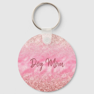 Pink Diamonds Glitzy Sparkle Glitter Dog Mum Key Ring