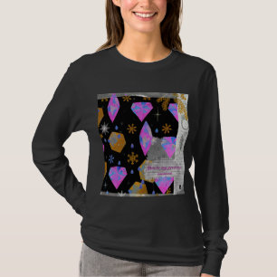 Pink Diamonds & Golden Stars Long Sleeve Tee