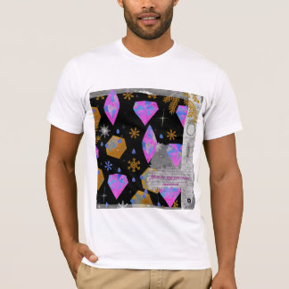 Pink Diamonds & Golden Stars White Tee (Men’s)