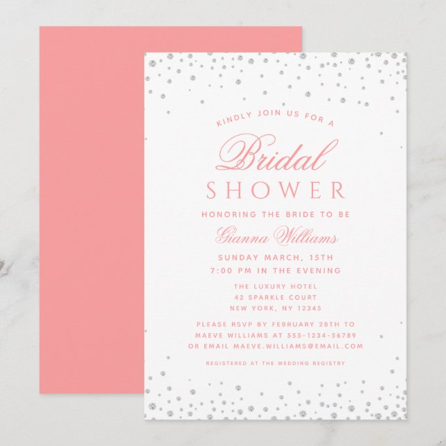 Pink Diamonds Modern Luxury Bridal Shower Invitation (Front/Back)